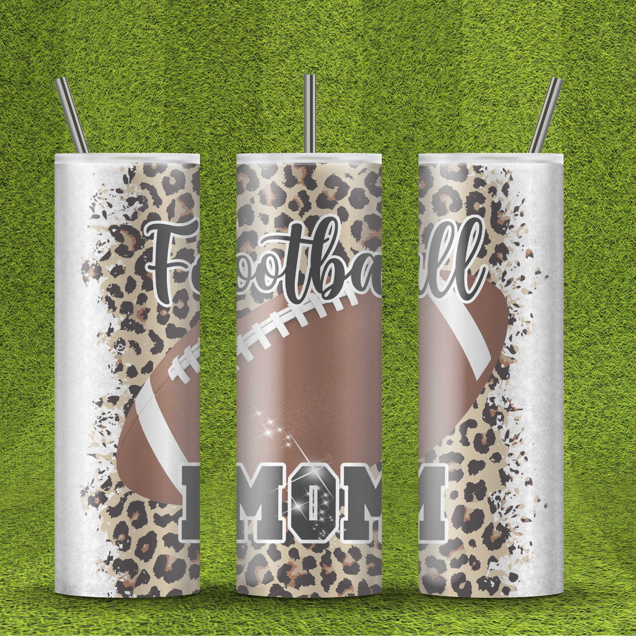 Football Mom Tumbler Cup, “My Heart is on that Field”
